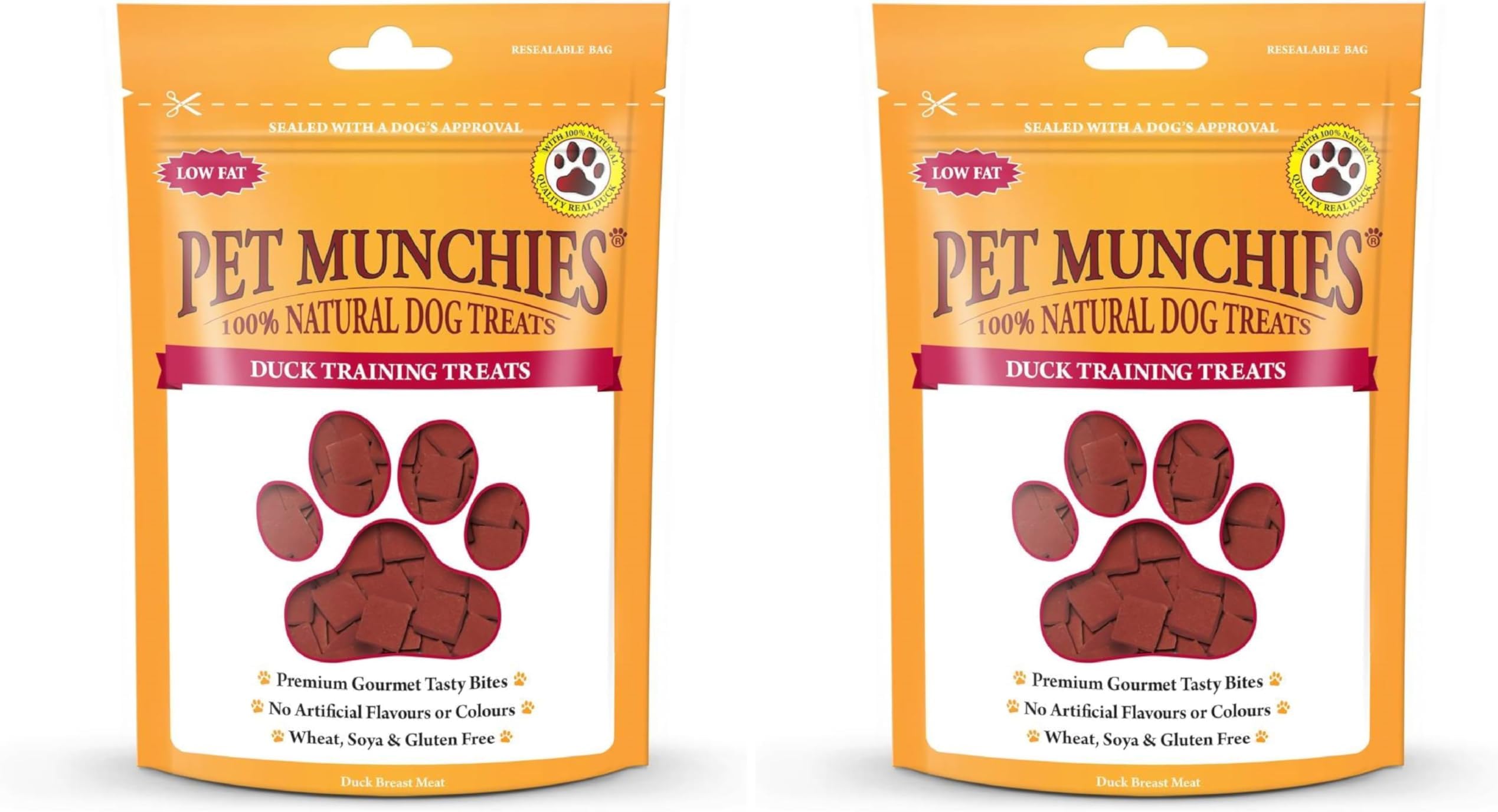 Pet Munchies Duck Dog Training Treats, Grain Free Tasty Bites with Natural Real Meat, Low in Fat 50g (Pack of 2)