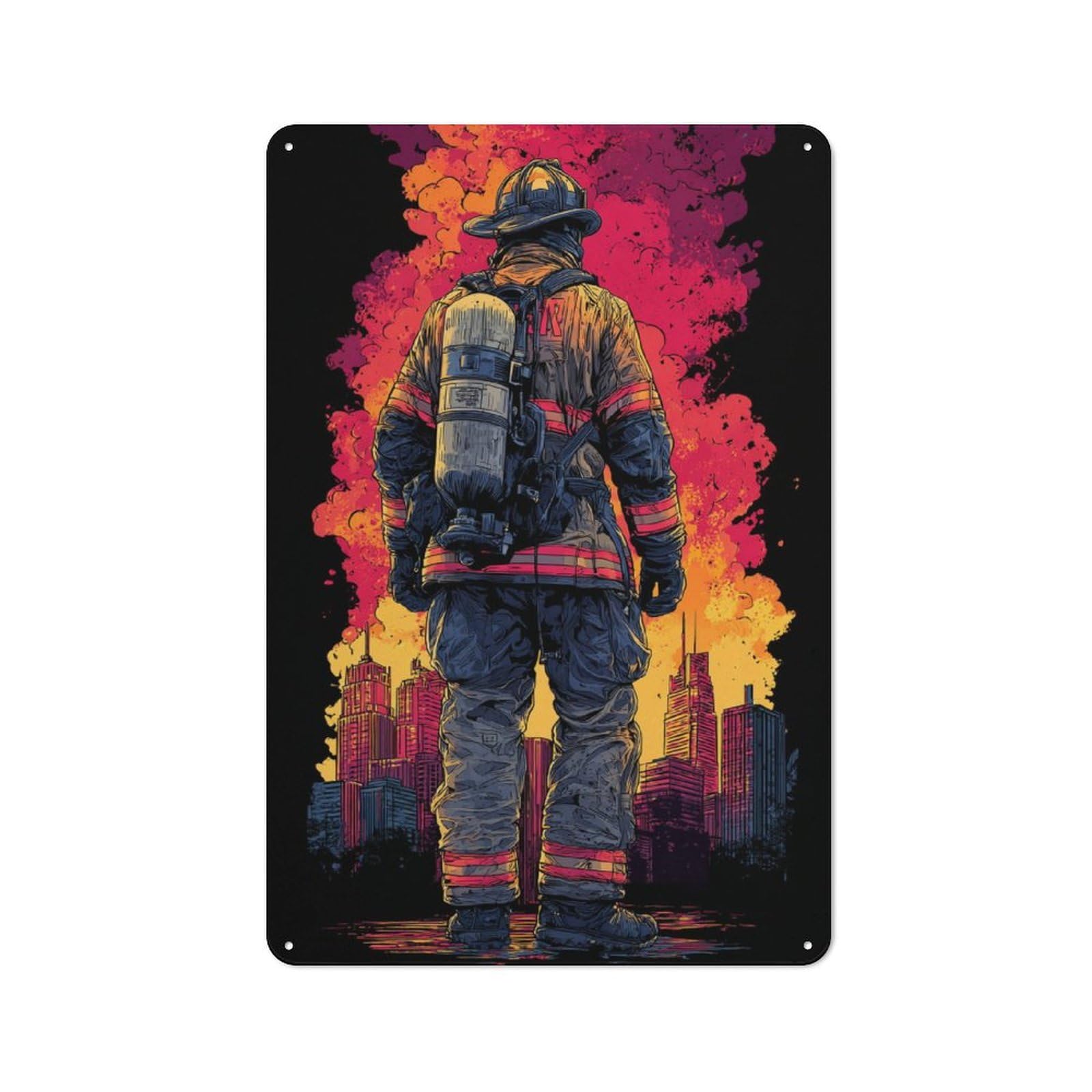 Junmoney Firefighter's Vigil Vintage Bistro Metal Sign 30X20cm, Bistro Wall Plaque For Takeaway, Bar, Kitchen Or Counter Area