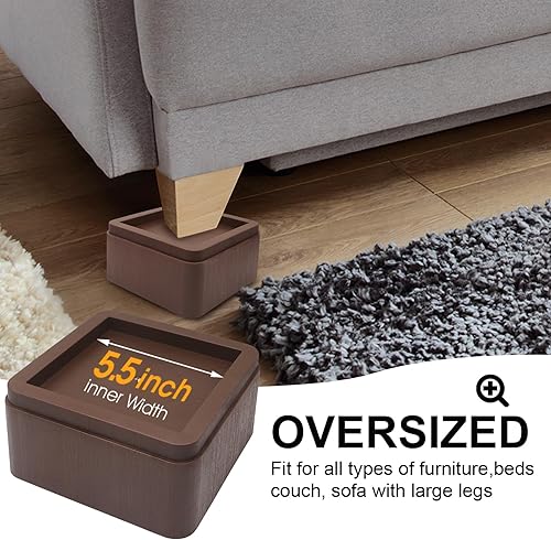 Miniatura 2 de MYMULIKE Elevadores de cama, elevación de hasta 3 pulgadas, elevadores de sofá resistentes de 6000 libras, elevadores apilables de 369 pulgadas,