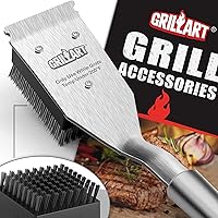 GRILLART 16.5" Safe Grill Brush & Scraper - Durable Stainless Steel Wire BBQ Brush for All Grills, Replaceable Head, Ideal Dad Gift