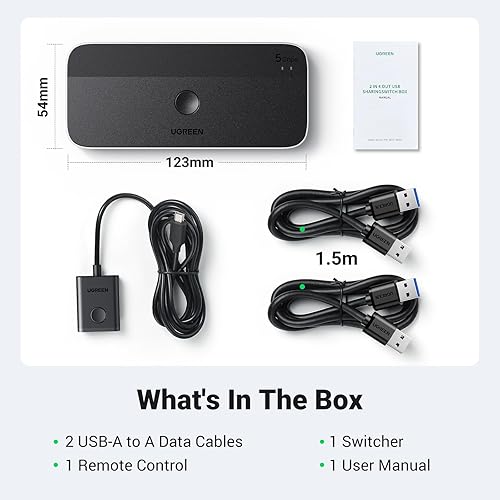 Miniatura 8 de UGREEN Conmutador USB 3.0 2 computadoras que comparten dispositivos USB C y A, conmutador USB de 4 puertos para compartir teclado y mouse,