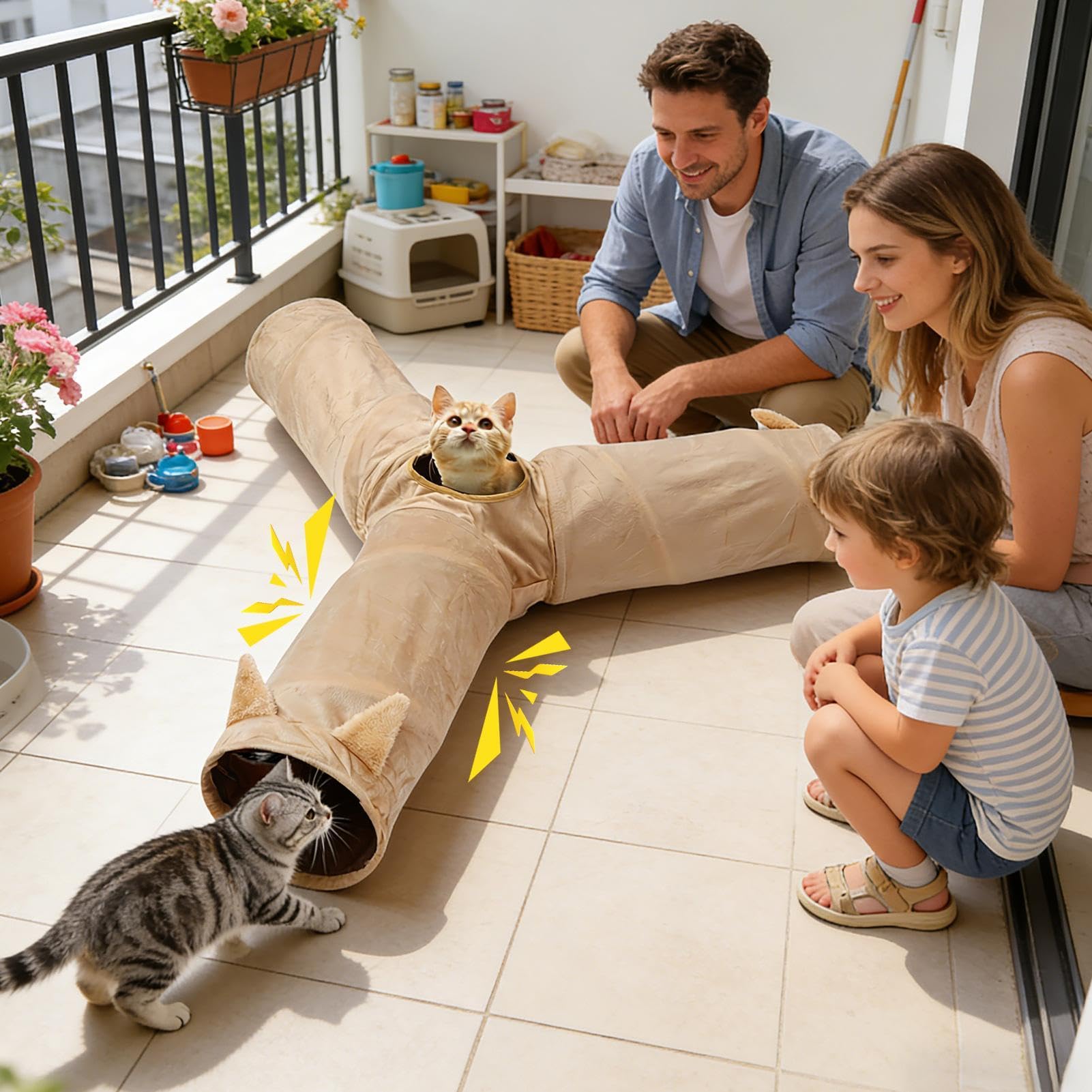 Tunnel tube pour le chat Caverne interactive pliable multifonctionnelle | Tunnel intérieur pour chat Destiné à chiot lapin animal intérieur arrière-cour jardin parc maiso