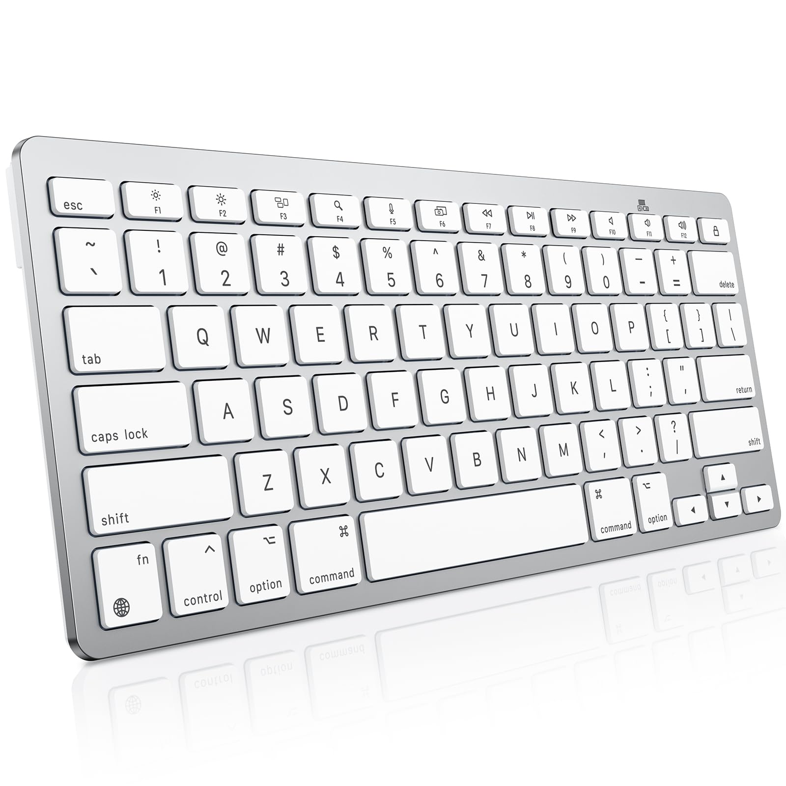 Photo 1 of OMOTON Wireless Keyboard for Mac - Compact Bluetooth Keyboard Designed for Travel, Coffee Shop, Home Office (No Number Pad), with macOS Function Keys, Compatible with MacBook Pro/Air/iMac, Silverwhite