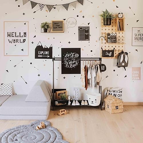 Miniatura 5 de Sweet Home from wood Armario infantil  Perchero de madera con riel colgante y estante de exhibición para niños  Muebles de tocador DIY (negro)