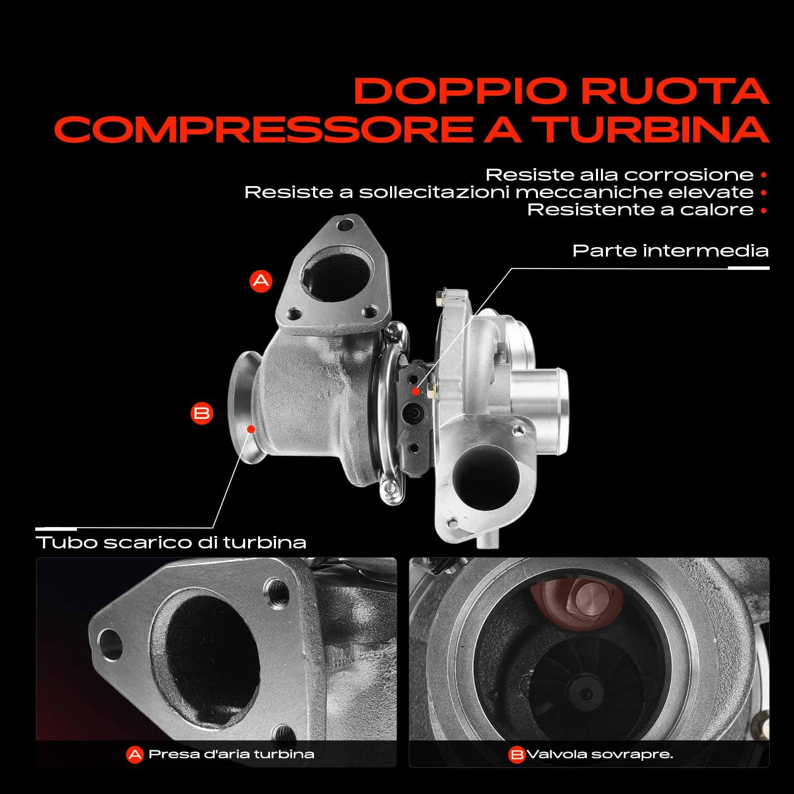 Frankberg Turbocompressore 55209152 | Compatibile con: Pianale/telaio Doblo 263, Giulietta 940, Linea 110 323, Doblo MPV 263, Bravo II 198, Doblo Cargo 263