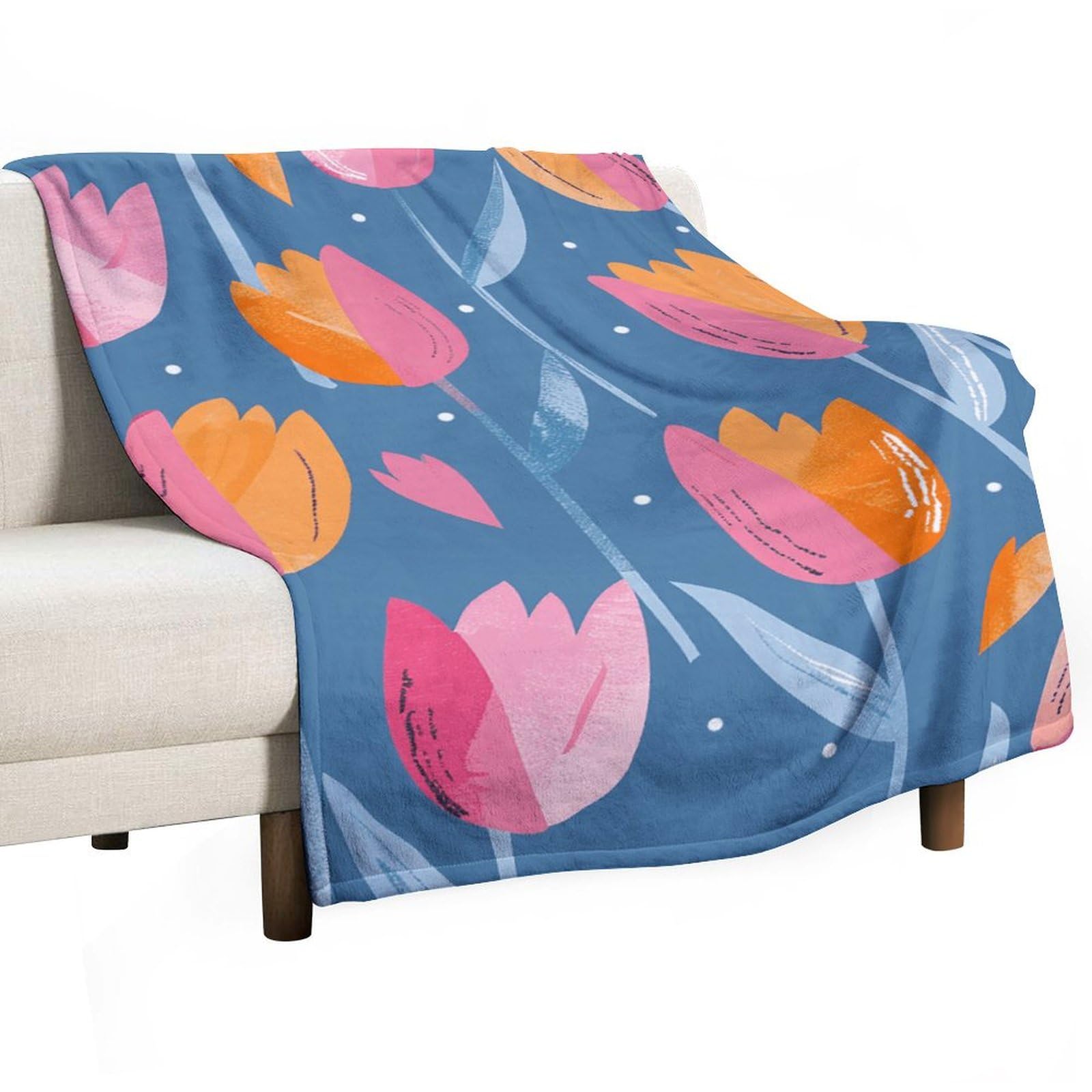 Couverture en flanelle motif rétro douce toutes saisons pour lit