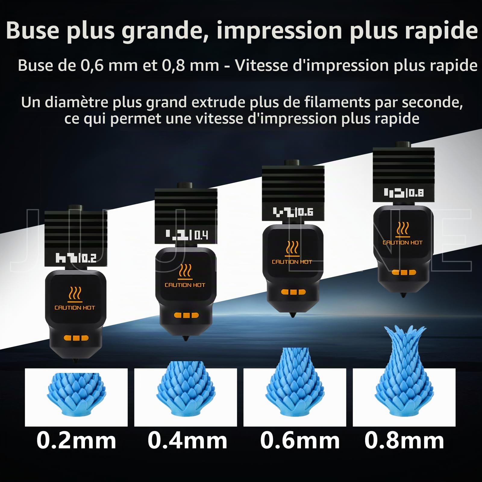 Lot de 2 kits de hotend améliorés de 0,2 mm pour laboratoire bambou P2S/H2D/H2S (avec 4 manchons en silicone), extrudeuse avec buse en acier trempé et bloc chauffant électroplaqué pour accessoires