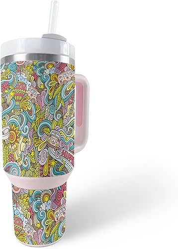 MightySkins Skin - Vaso de vinilo compatible con Stanley The Quencher H2.0 FlowState de 40 onzas, ultra hippie, protectora, duradera y única, fácil