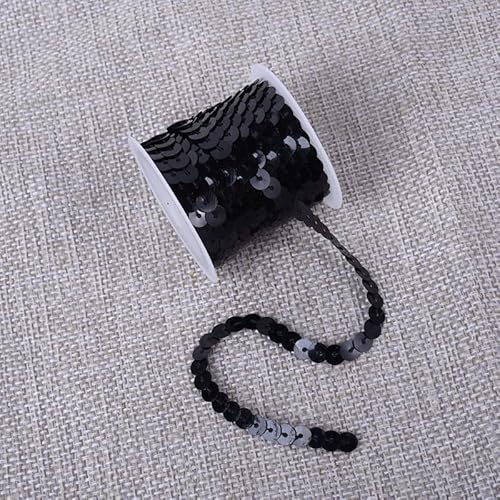 Namzi Schwarzes Glänzendes Paillettenband 6mm, 10 Stück