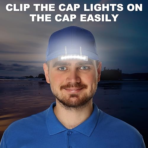 Miniatura 6 de Mudder 2 piezas de clip de luz para sombrero, 11 luces LED para sombrero con clip, lámpara de ala alimentada por batería, gris, impermeable, ultra