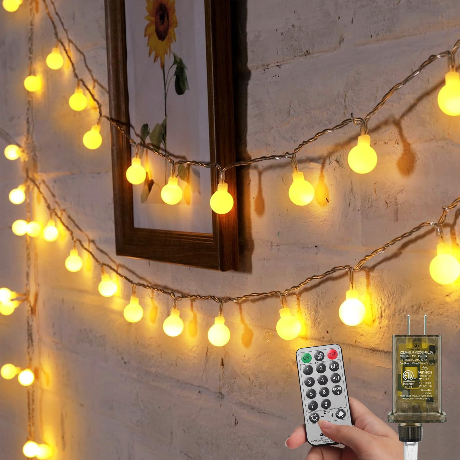 Minetom Globe String Lights, 33 Feet 100 Led Fairy Lights Plug in