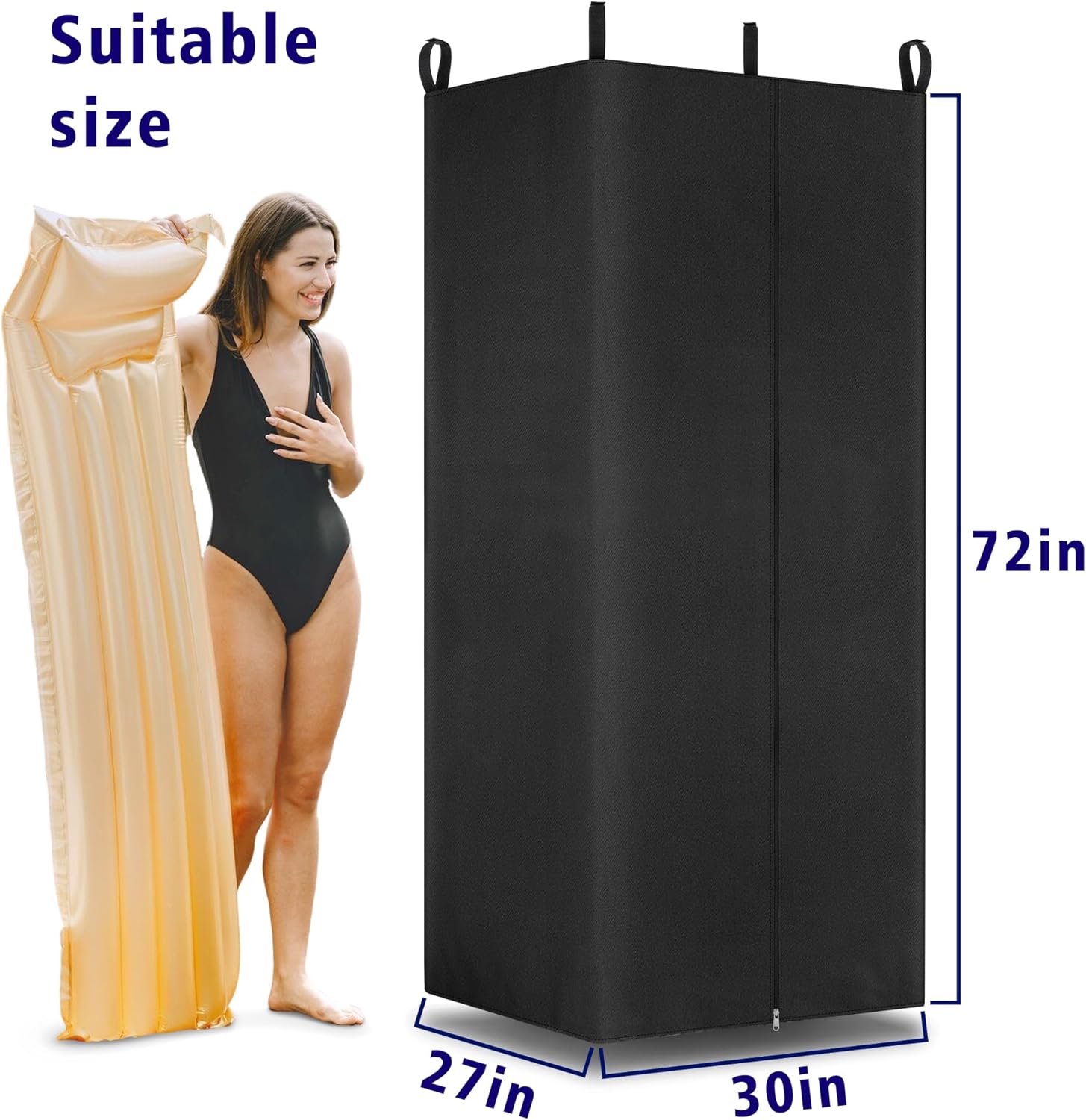 UNIFAMILY Waterproof Pontoon Tent, Privacy Boat Tent, 30 * 27 * 72 in Heavy Duty Hanging Changing Room, Privacy Curtains for Pontoon Boats, Boats Tents Attaches to Bimini Top Poles (Black)