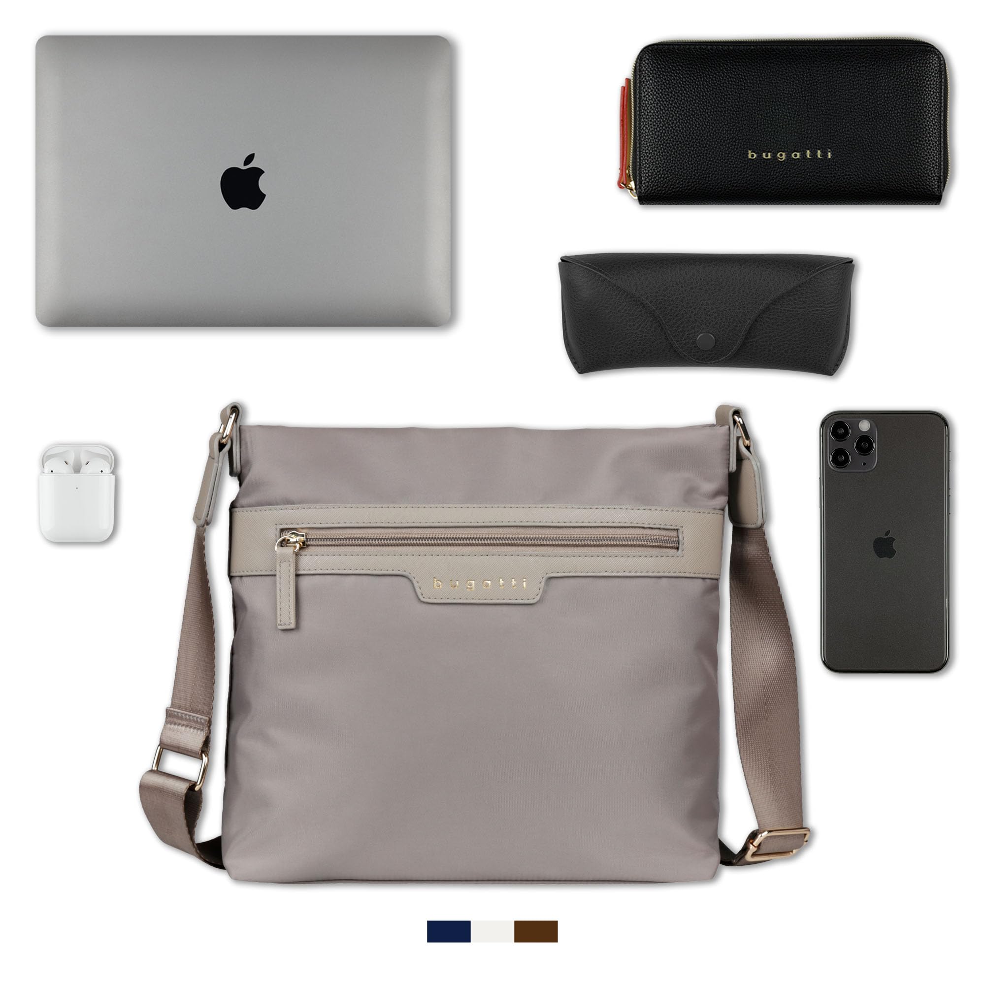 bugatti Mare 2.0 Schultertasche für Frauen, leichte Damen-Umhängetasche mittelgroß