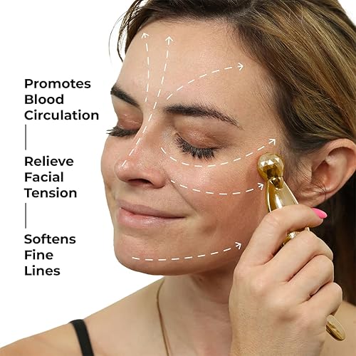 Miniatura 3 de ARAL Herramienta de drenaje linfático facial 4 en 1 + rodillo de ojos + raspador muscular - Herramienta de escultura facial, levanta la cara y la