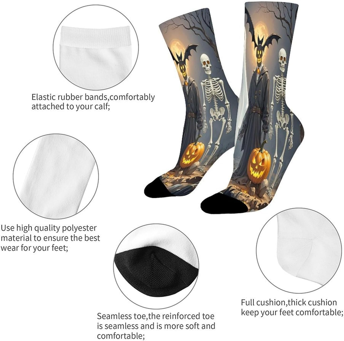 Funny Death Ghost Crew Socks Athletic Crew Sock