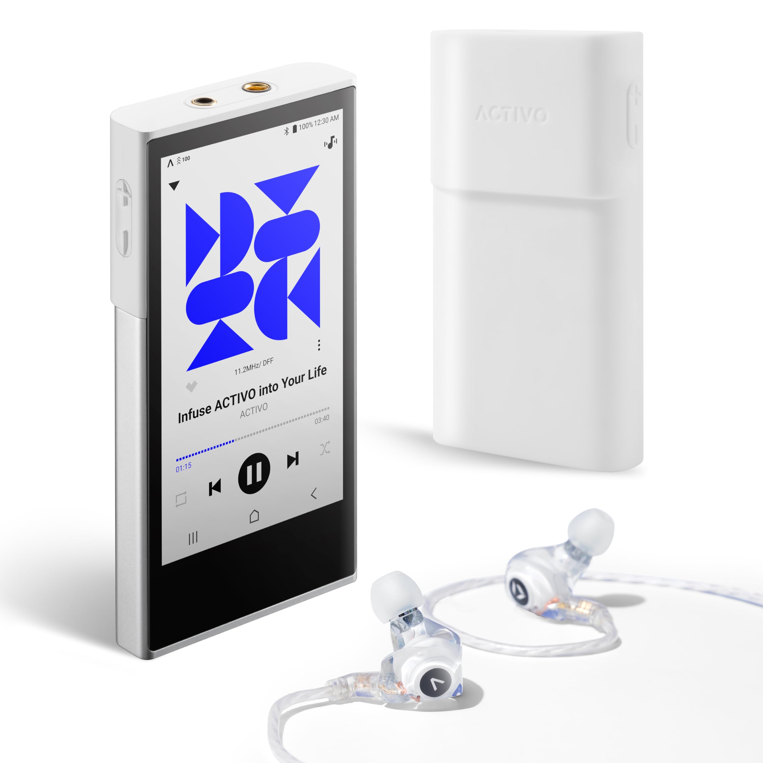 ACTIVO Premium Bundle Pack - P1 Digital Audio Player, Q1 In-Ear Ohrhörer & P1 Schutzhülle