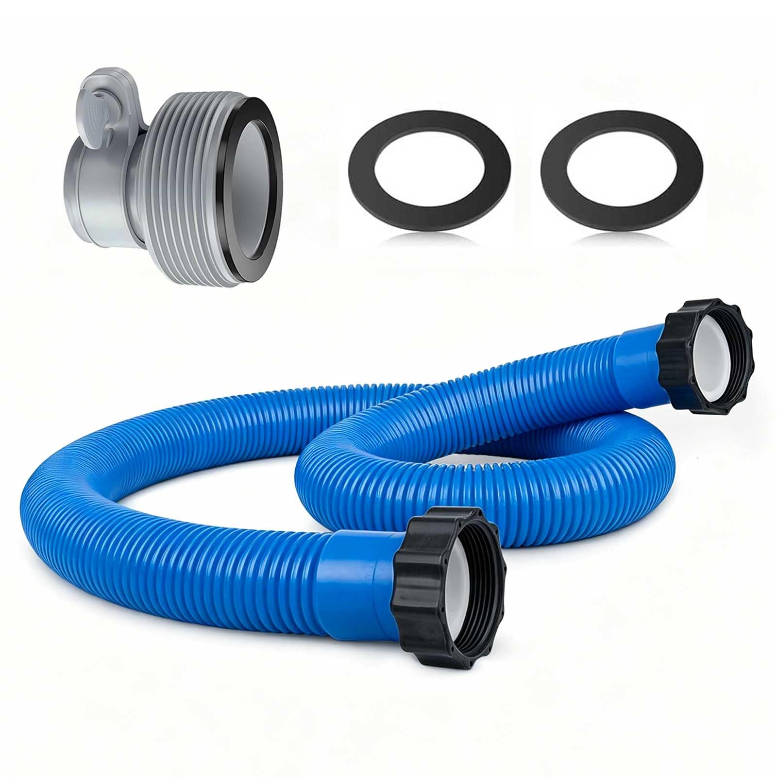 Photo 1 of 1.5" Pool Pump Hoses with Adapter Type B Connector Kit for Intex ? Coleman Above Ground Pools -1 1/2 Pool Hose Compatible with 1500-2500 GPH Sand Filter Pumps & Saltwater Systems (1, Blue)