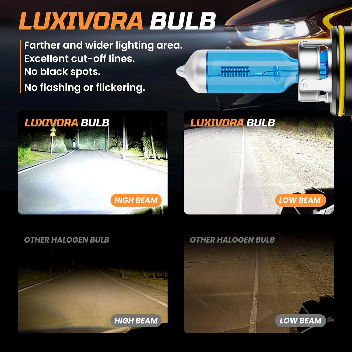 Halogen Headlight Bulbs for 1999-2006 Chevy Silverado/Suburban/GMC Sierra 1500 2500 3500, 9005 High Beam & 9006 Low Beam Headlamp Lights, 6000K White, 300% Brightness, Plug N Play, 4-Pack