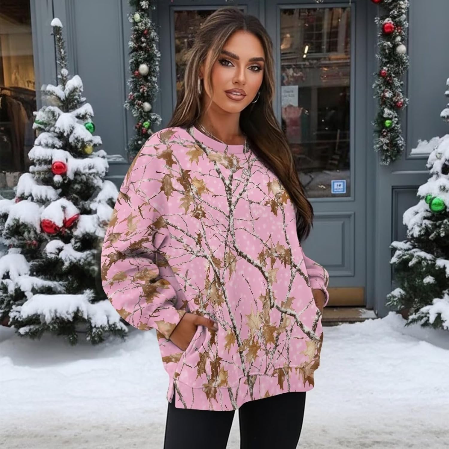 Womens Oversized Sweatshirts Hoodies Crewneck Sweaters Casual Tops Comfy Fashion Outfits Clothes with Pockets