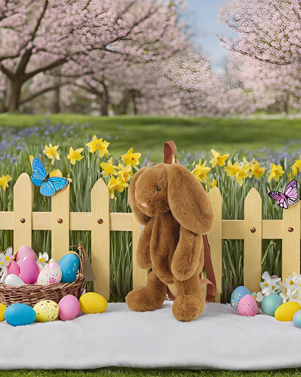 Cute Fuzz Plush Animal Rabbit Backpack Bags with Adjustable Straps for Girls (Brown) - Image 4