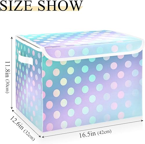 Miniatura 3 de GAIGEO Papeleras de almacenamiento de tela de lunares degradados verdes y rosados, contenedores apilables del armario, organizador del armario de la