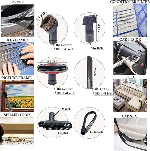 Miniatura 9 de Kit de limpieza para el hogar, accesorios para aspiradora, adaptadores universales para manguera de vacío, herramienta flexible para hendiduras para