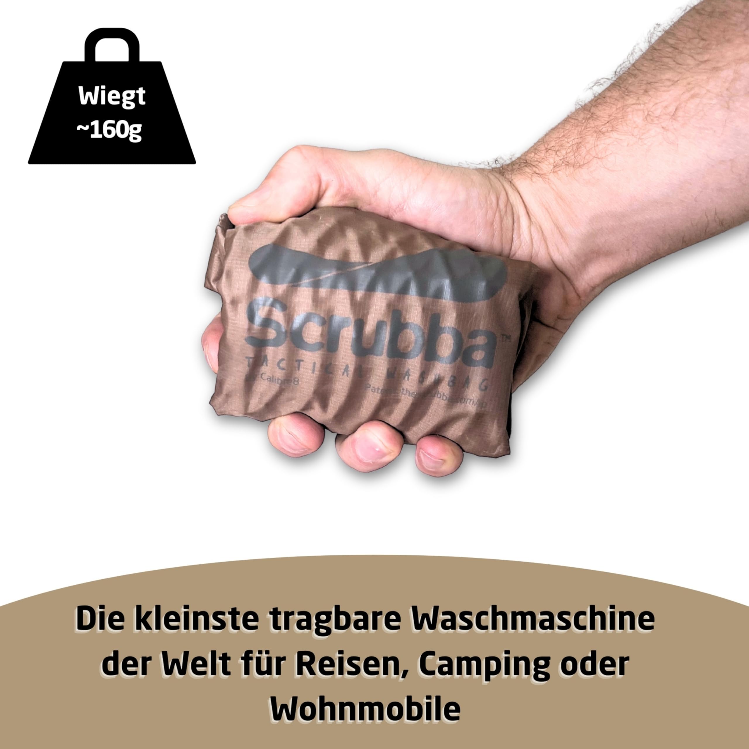 Scrubba TACTICAL Waschbeutel – Tragbare Waschmaschine für Reisen, Outdoor, Camping, Kleidung – 160g