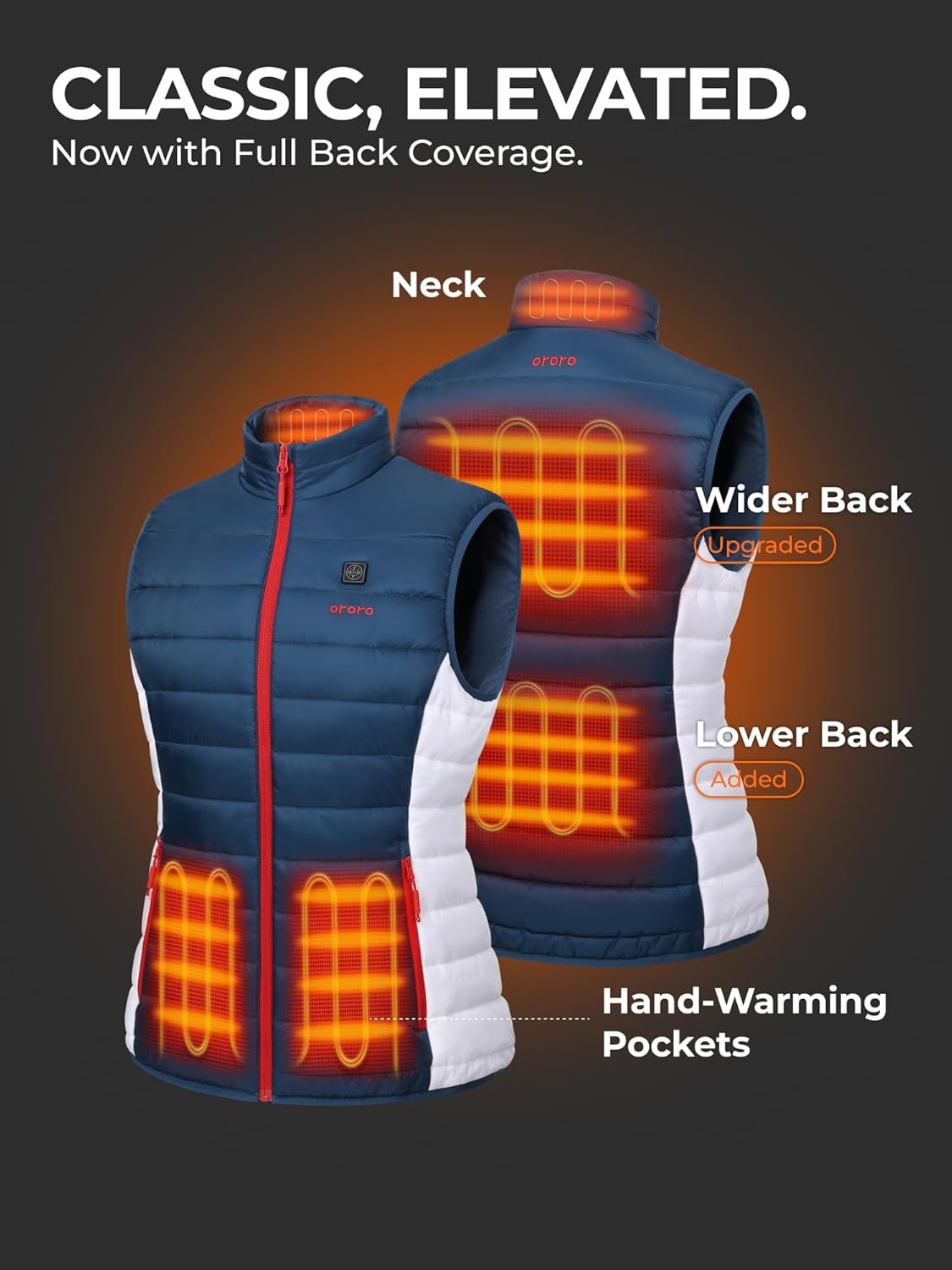 ORORO Women's Upgraded 5-Zone Heated Vest with USB-C Rechargeable Battery, Lightweight Heated Puffer Vest - Image 4