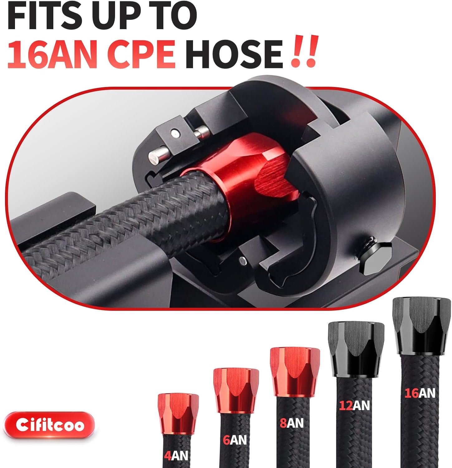 AN Fitting Installation Tool Ajustable Fuel Line Fittings Assembly Tool for CPE Fuel Line (4AN-16AN) - Includes 6 Socket Nut Dies