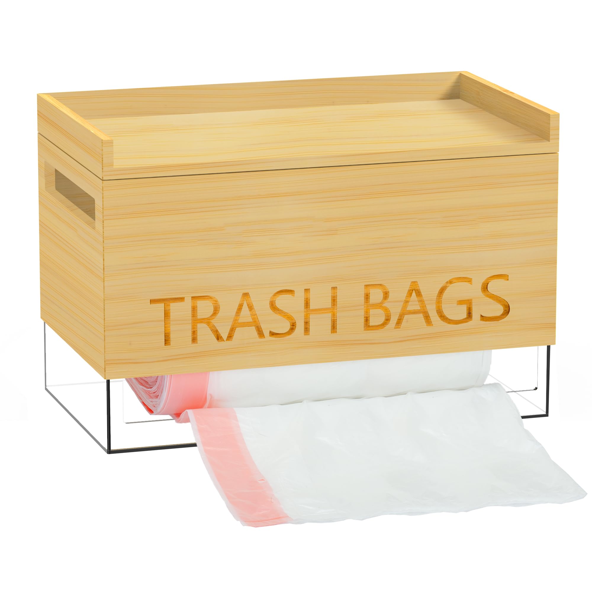 Extra Large Trash Bag Dispenser Plastic Bag Holder With Bamboo