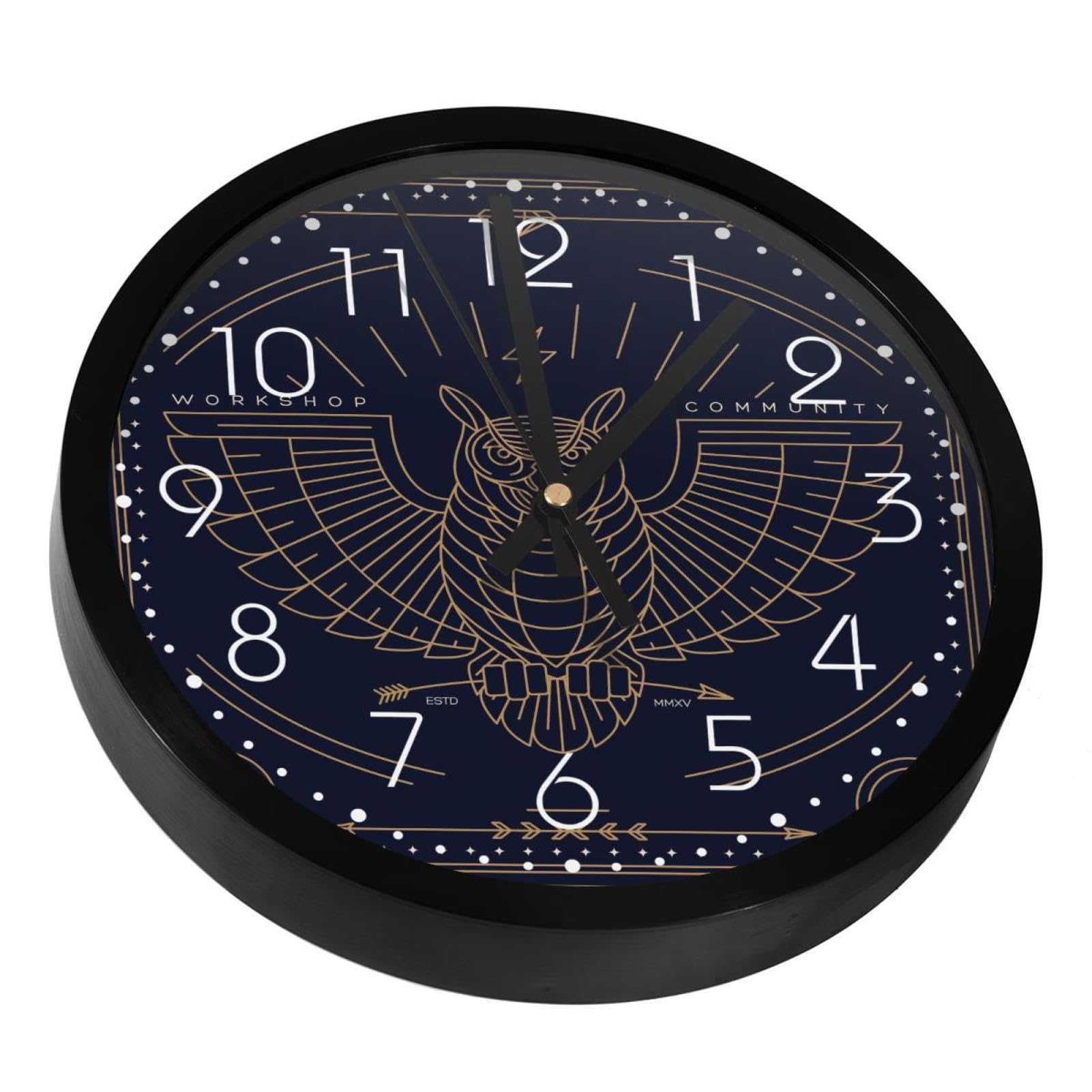 Horloge murale silencieuse pour chambre sans bruit de tic-tac avec motif hibou vintage