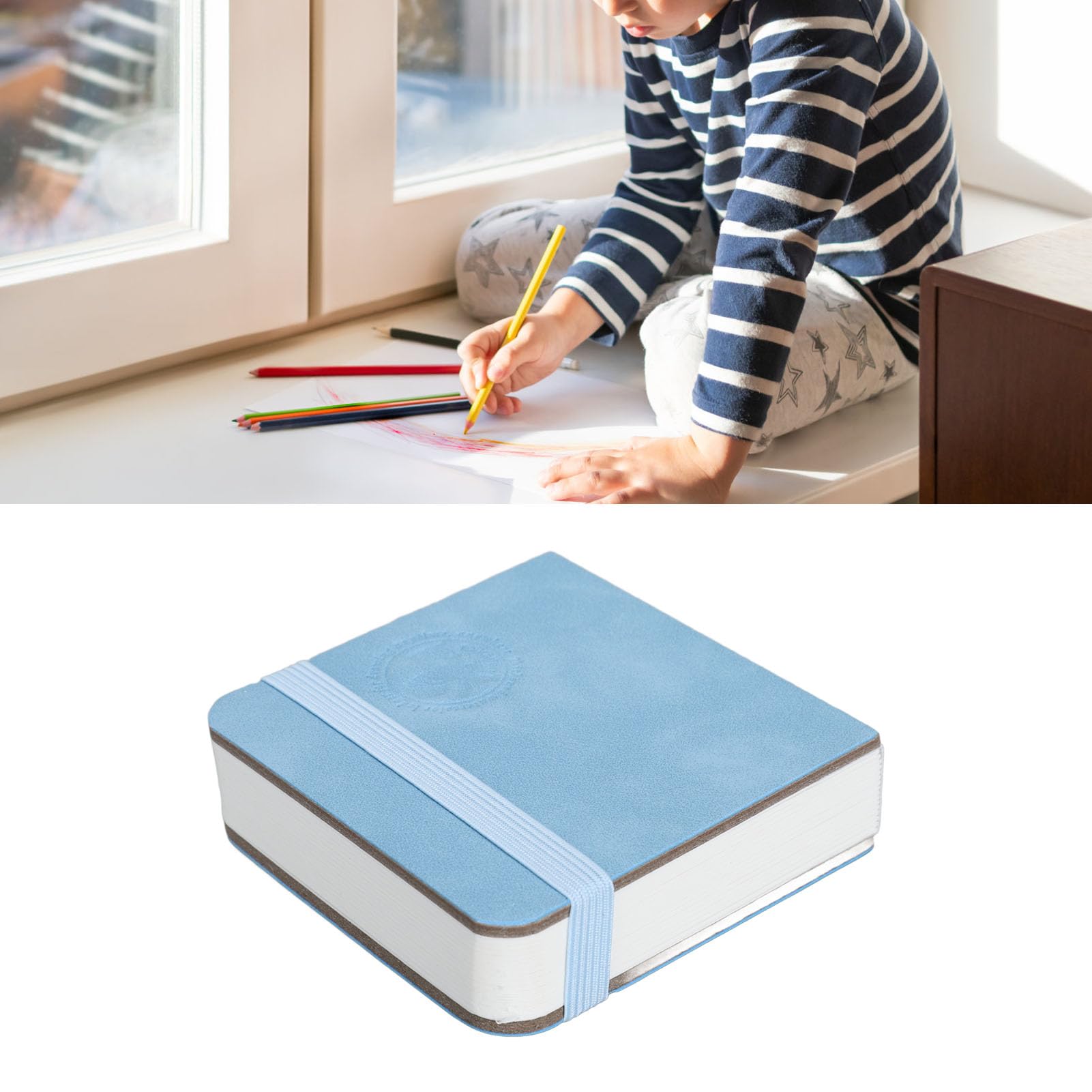 30 Arkuszy Bloki Papieru Akwarelowego, Lekki Notatnik do Rysowania Szkicownik Podróżny Paining Odpowiedni dla Artystów Kaligrafów Początkujący Profesjonaliści 8 X 8 Cm (BLUE)
