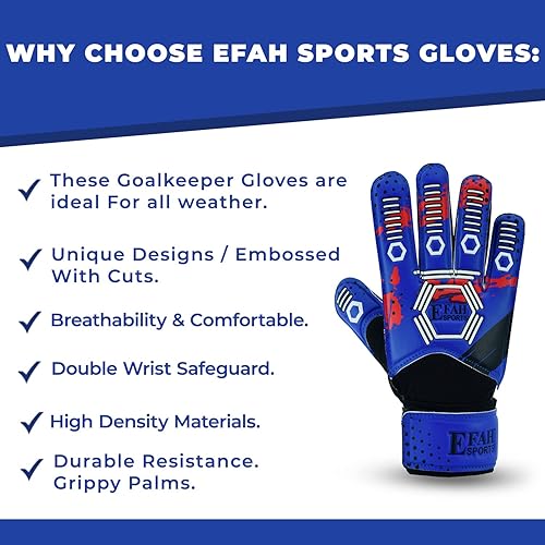 Miniatura 5 de Guantes de portero de fútbol para niños y jóvenes, guantes de portero de fútbol con palmas de agarre fuerte