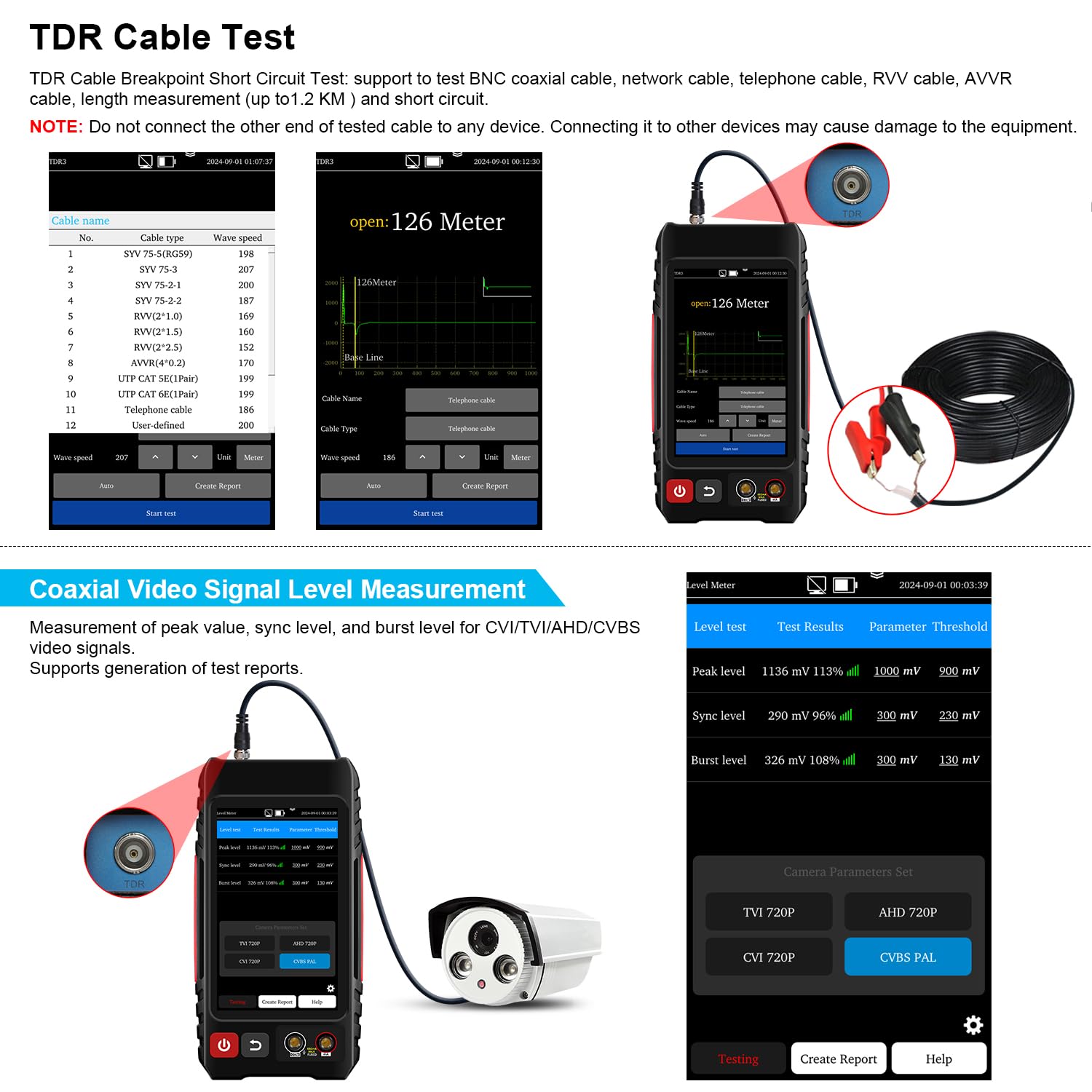 Network Cable Tester - TDR, Tone, & VFL -3 Network Cable Tester - TDR, Tone, & VFL -3