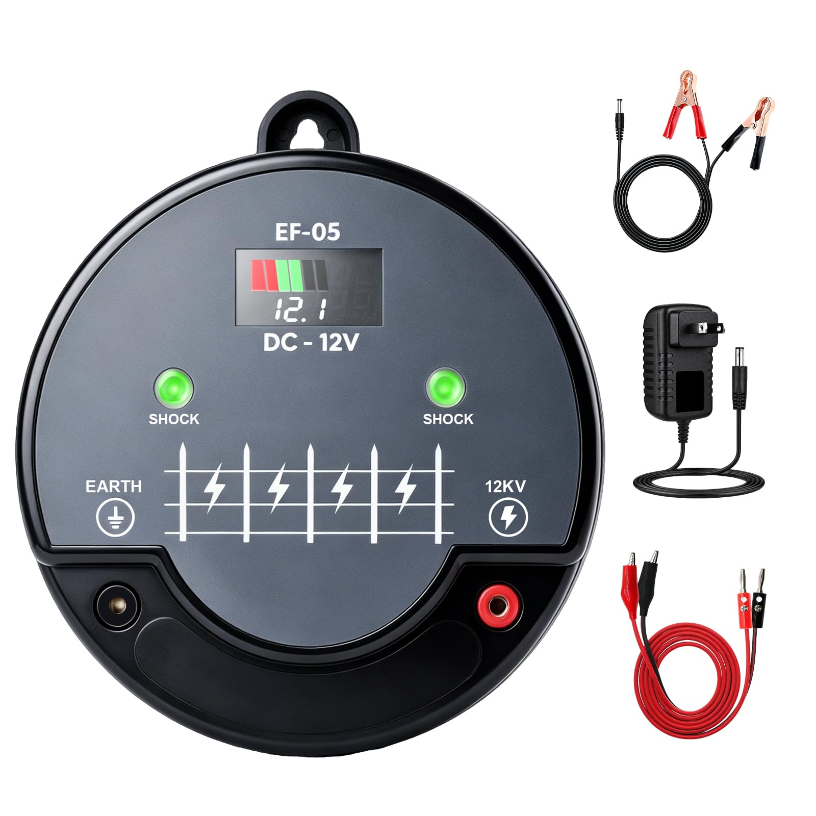 Elettrificatore per Recinto Elettrico, 3J 12KV 230V, Portata 24 km | Alimentazione Multipla (Rete/Batteria/Solare), Caricabatterie per Recinto Elettrico per Fattorie, Bestiame e Cavalli