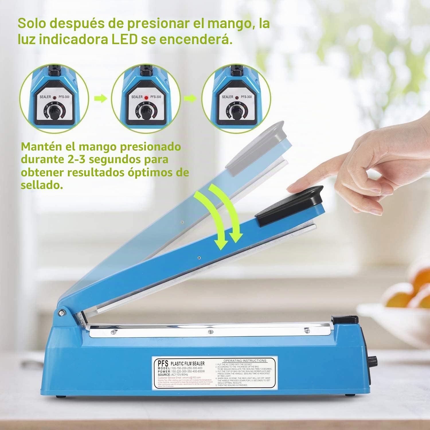 Impulse - Bolsas manuales para máquina selladora térmica, 12 pulgadas, para sellar bolsas de plástico/PE PP con agarre de elemento de repuesto adicional