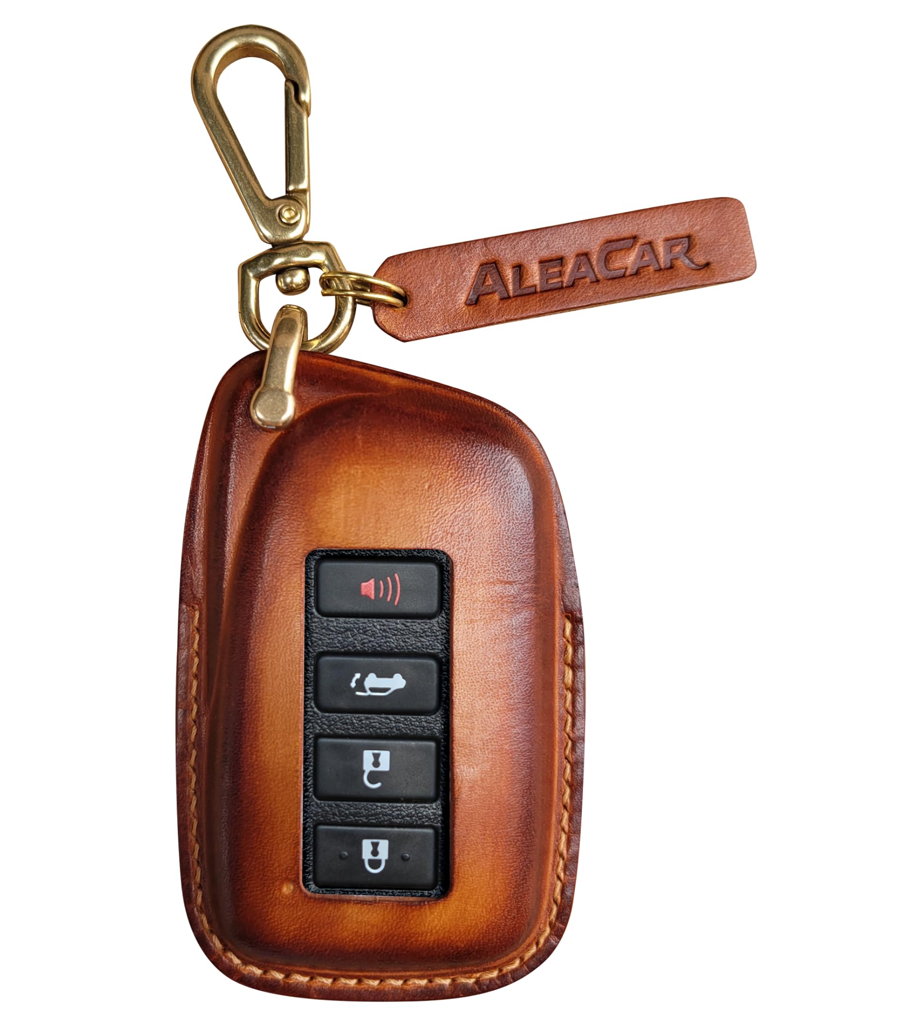ALEACAR Genuine Leather Key Fob Cover & Key Chain for Lexus (2-4 Buttons, Keyless Go) - Protects Car Keys