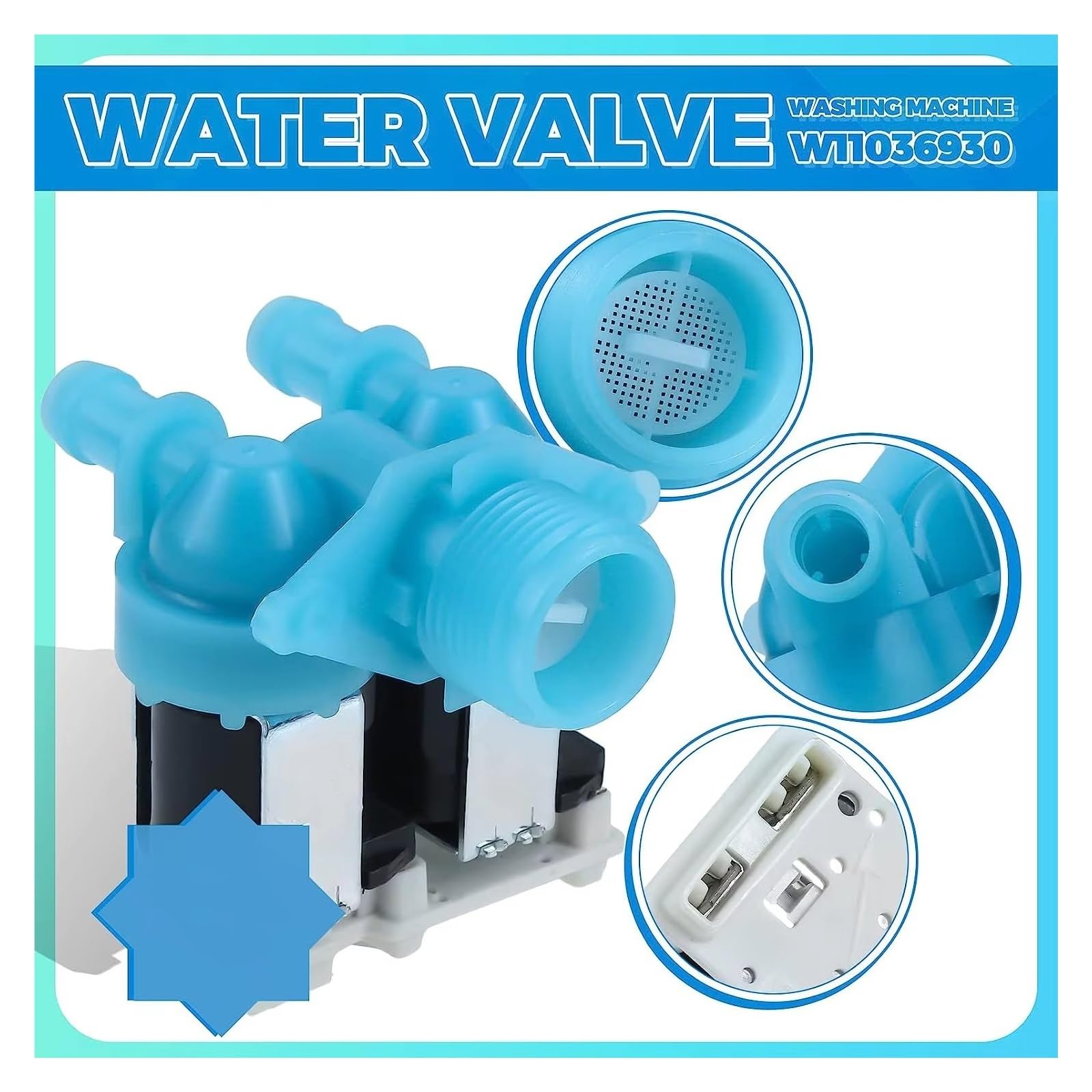 Valvula de Entrada Para Whirlpool Para MHW5630HW1 Para IFW5900HW0 Para MHW5630HC0 Para MHW5630HC1 Válvula De Agua De Lavadora W11036930 Lavadora Válvula Solenoide