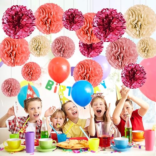 Miniatura 5 de Decoraciones de pompones de oro rosa, decoraciones de boda, papel de seda metálico, pompones de papel de seda para fiestas, bodas, cumpleaños, baby