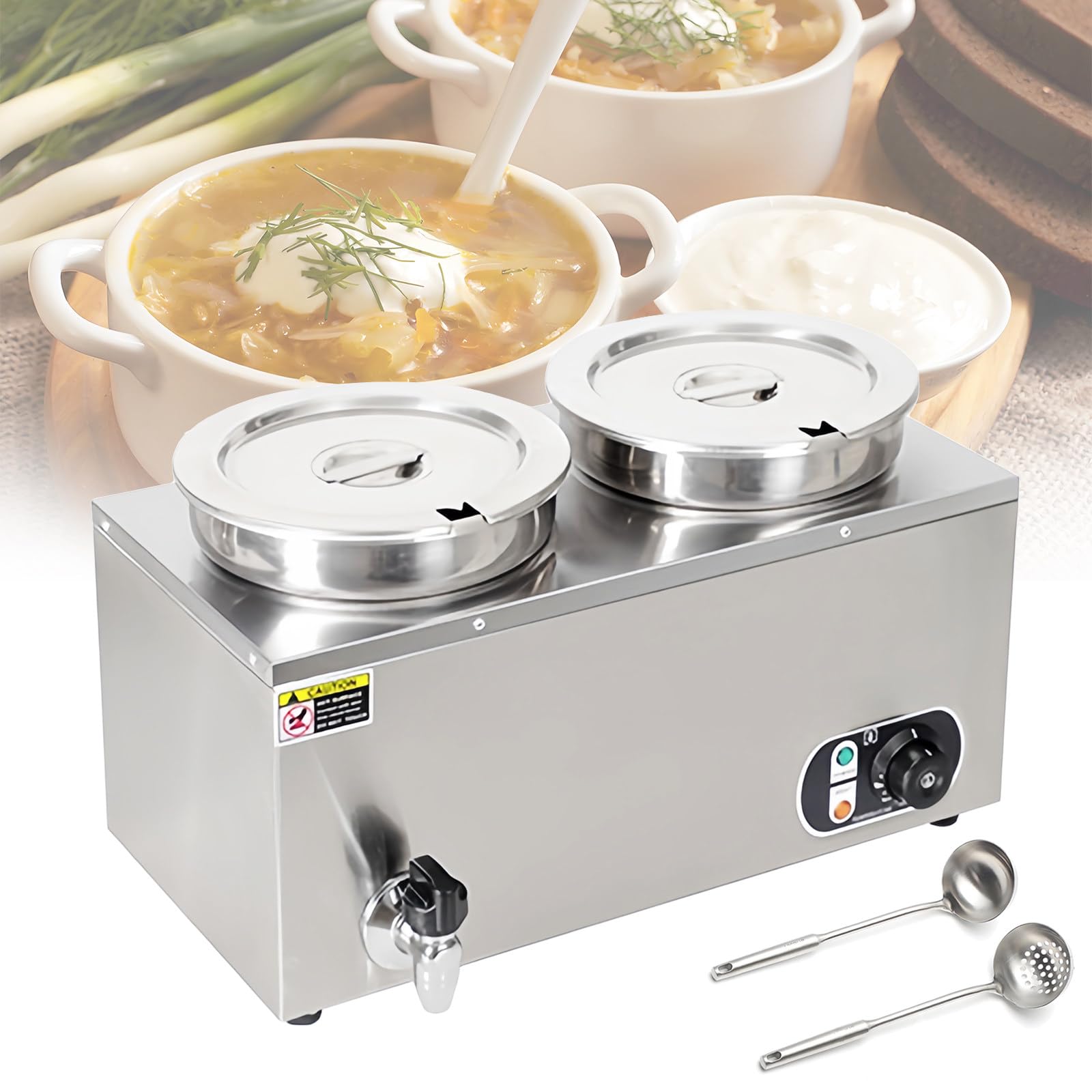 Scaldavivande Elettrico Professionale A Bagnomaria in Acciaio Inox, Ideale per Catering E Ristoranti. 7l X 2 220V