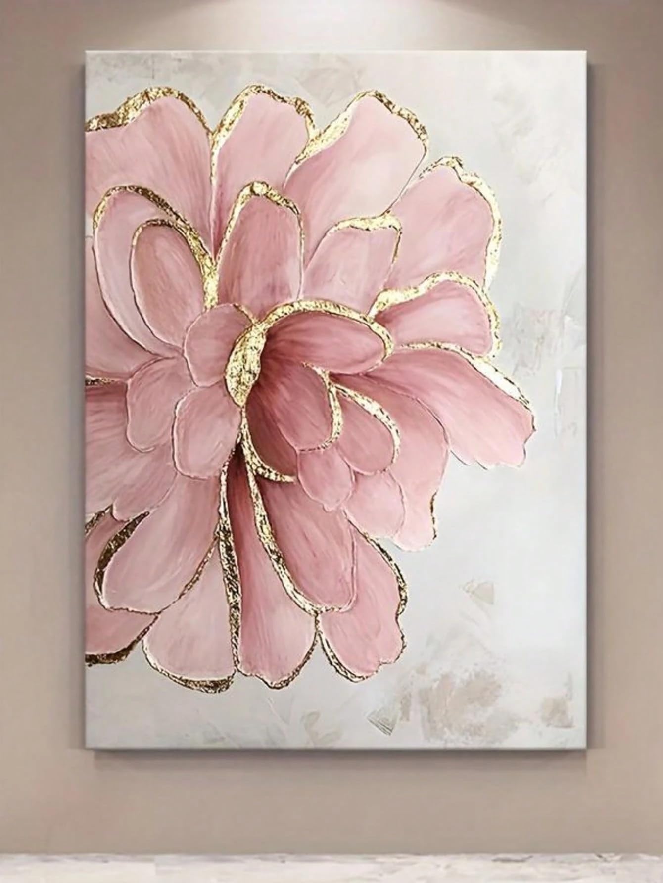 Tableau sur toile grand format décoration murale rose or - 7