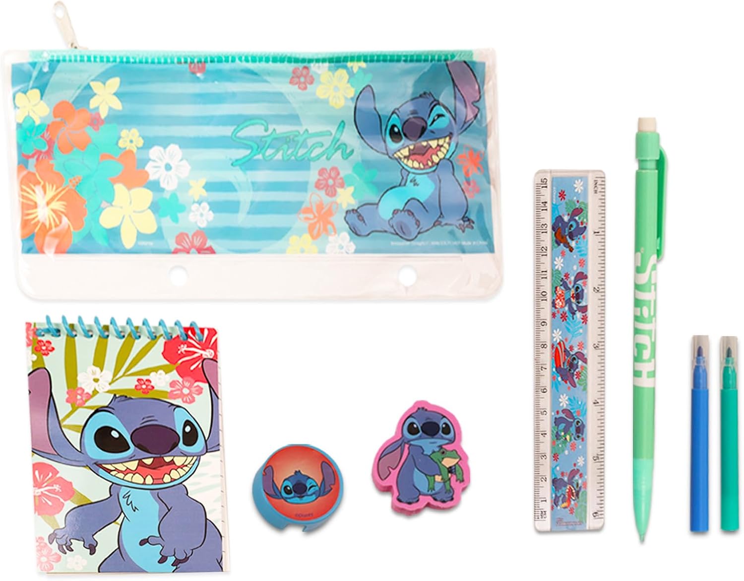 Disney Stitch Backpack with Lunch Box for Kids Set - Bundle with 16" Backpack, Lunch Bag, Folders, Notebook, Water Bottle, Stickers, More | Lilo and Stitch School Supplies for Girls