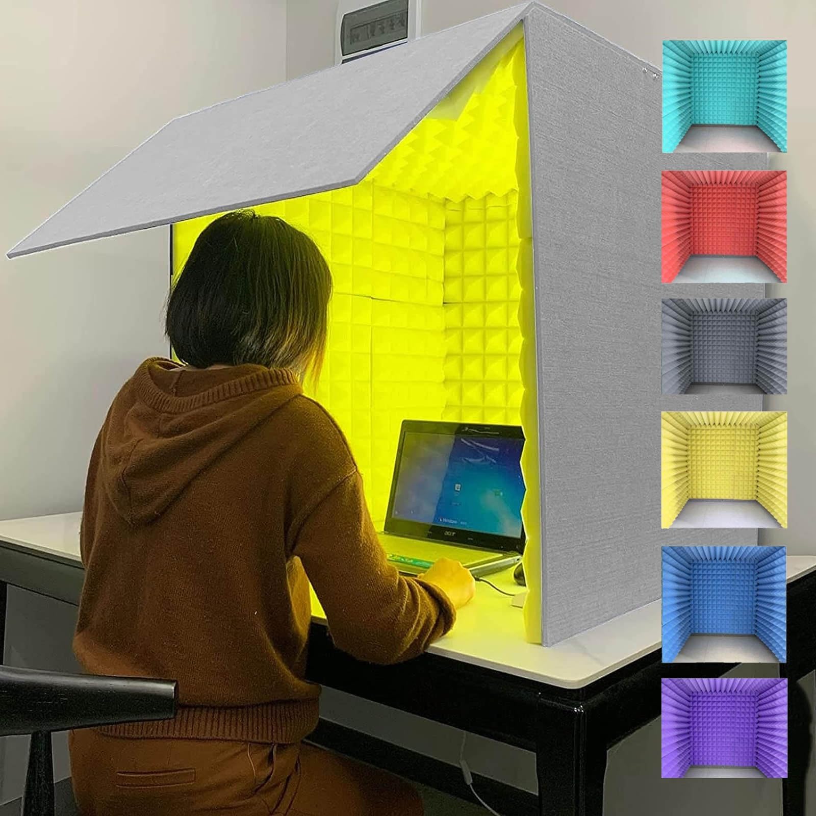 Sound Isolation Room for Home Studio, Microphone Foam Booth Cube, Portable Vocal Booth for Recording, Desktop Soundproof Cover, for Recording Podcasts Singing Gaming