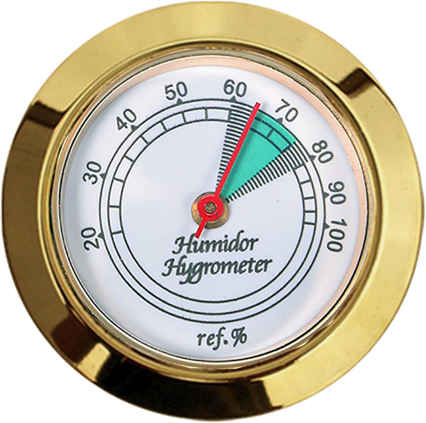 Prestige Import Group Medium Round Analog Hygrometer Humidity Gauge for Humidors - Color: Gold