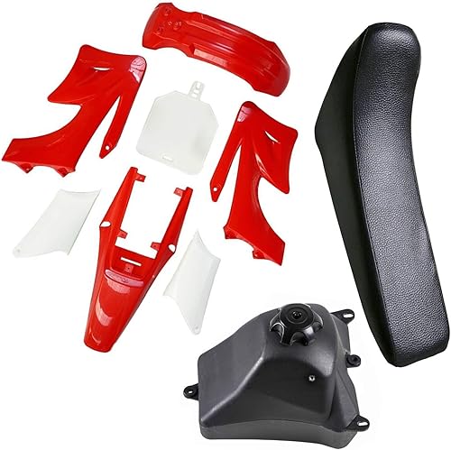 TDPRO Kit de carenado de plástico, piezas de guardabarros y asiento negro y depósito de combustible de gasolina de gasolina de 3 litros para Apollo