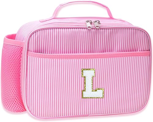 Miniatura 35 de RHCPFOVR Lonchera con inicial para niños, lonchera aislada para niños y niñas, lonchera lavable y lonchera reutilizable a prueba de fugas para la
