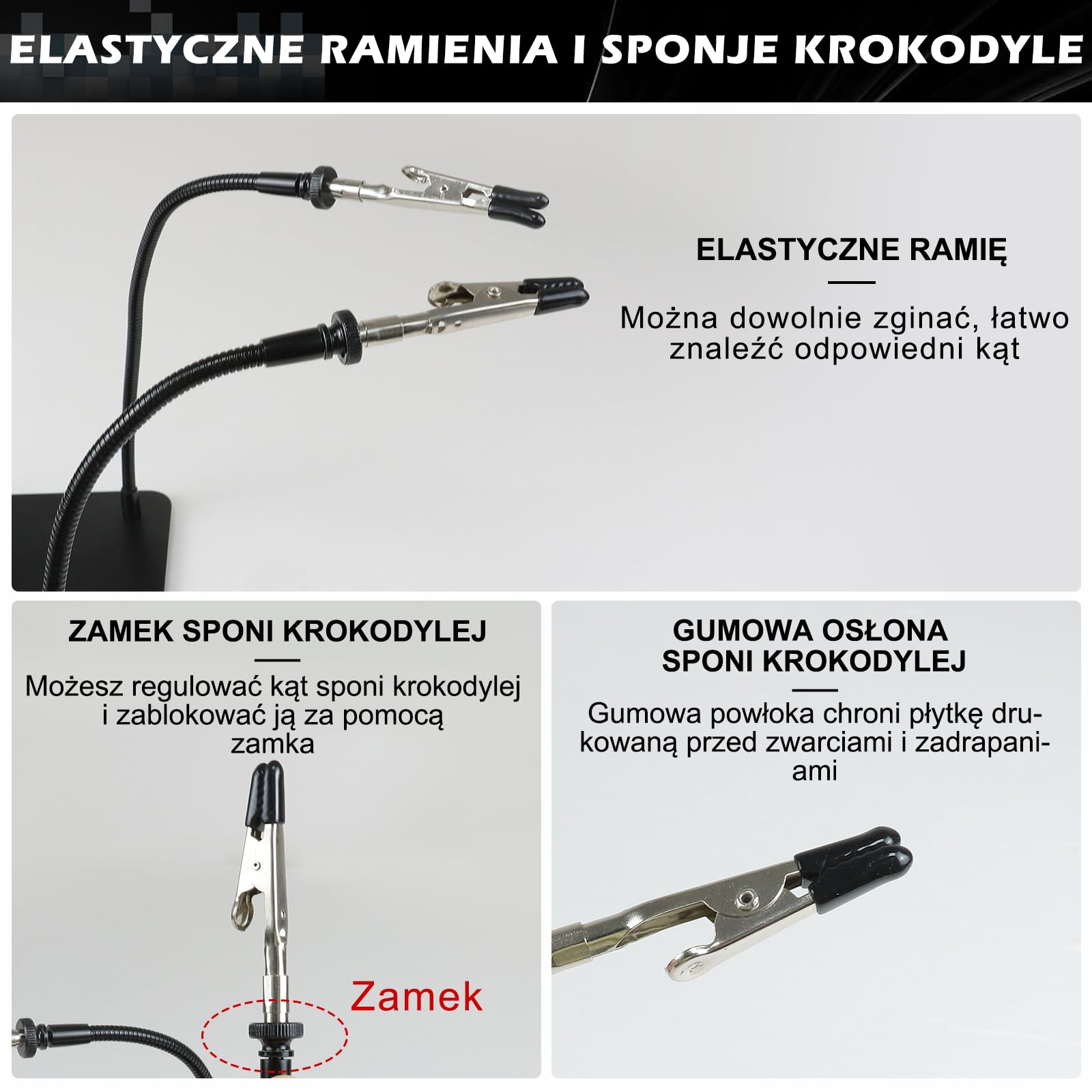 Trzecia Ręka do Lutowania 3x Lupa, Akcesoria do Modelarstwa, tonhui Lut-Uchwyt Płytki Drukowanych Narzędzie, Cztery Ramiona Trzecia Ręka Rękodzieło Biżuteria Hobby Warsztat Stacja Pomocy