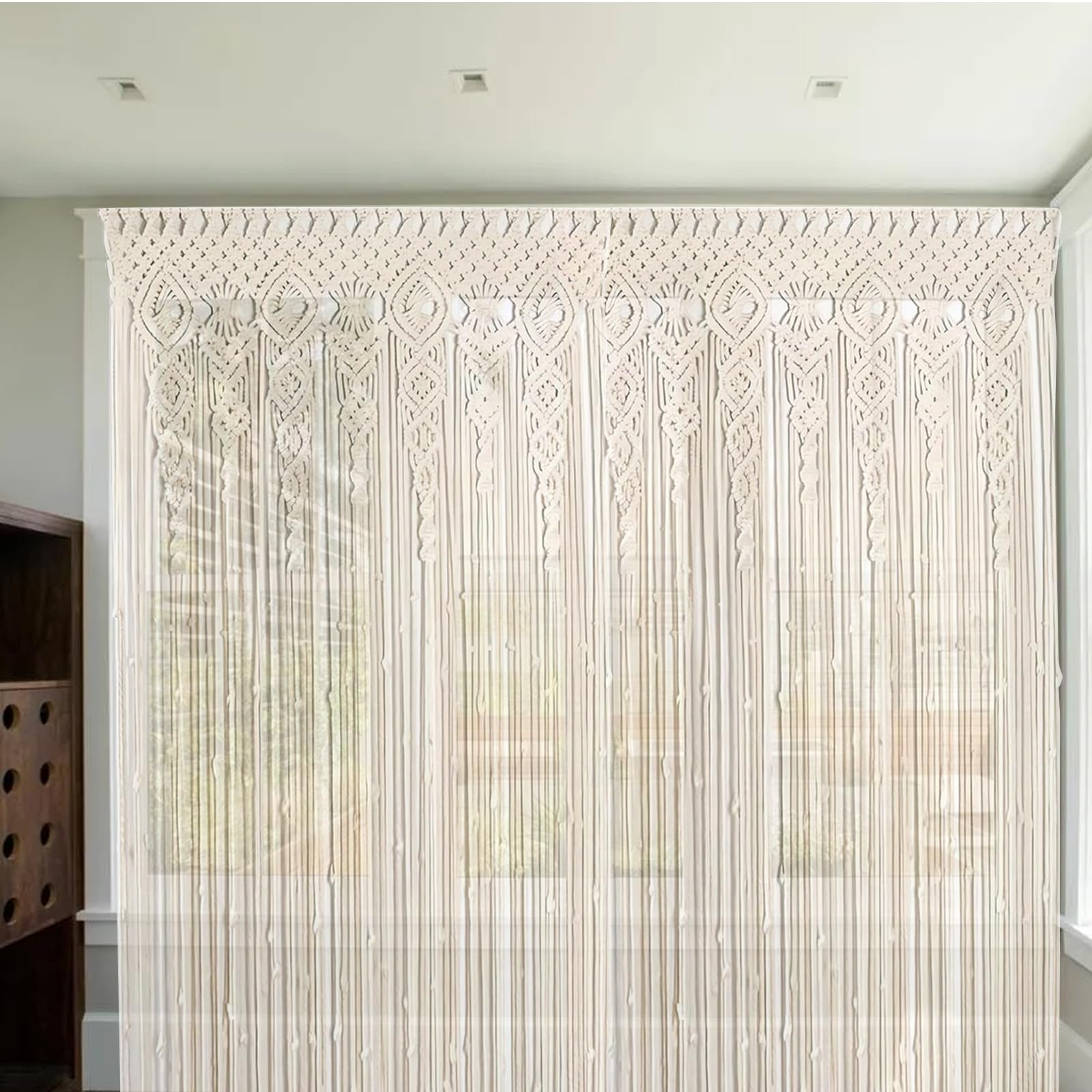 Hoypeyfiy - Arazzo in macramè stile Boho, 90 x 180 cm, divisorio realizzato a mano, per decorazione di matrimonio, camera e parete divisoria