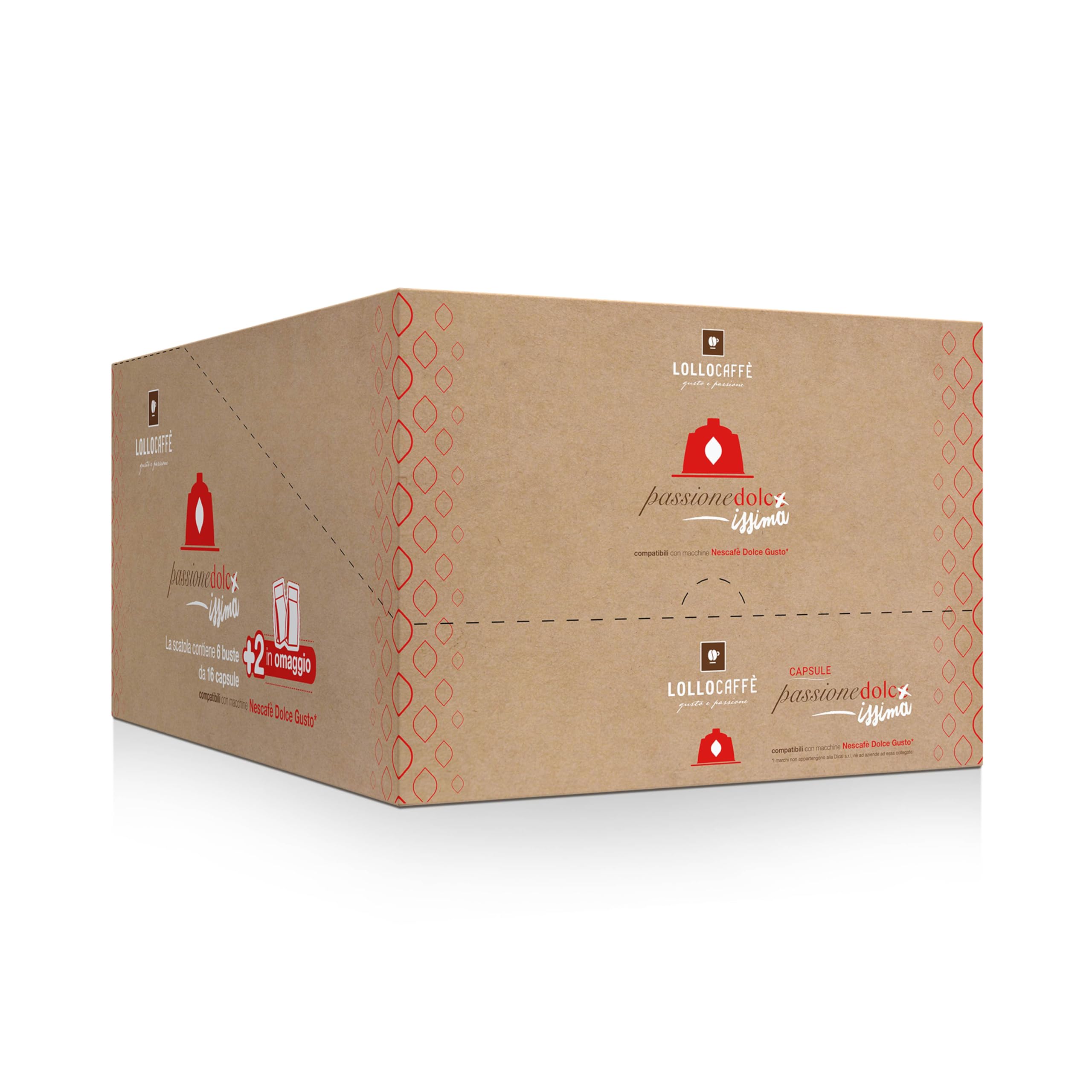 Lollo Caffè Miscela Nera - 96 capsule (6 confezioni da 16) - Compatibili con le Macchine Nescafè* Dolce Gusto* (Confezione da 2)