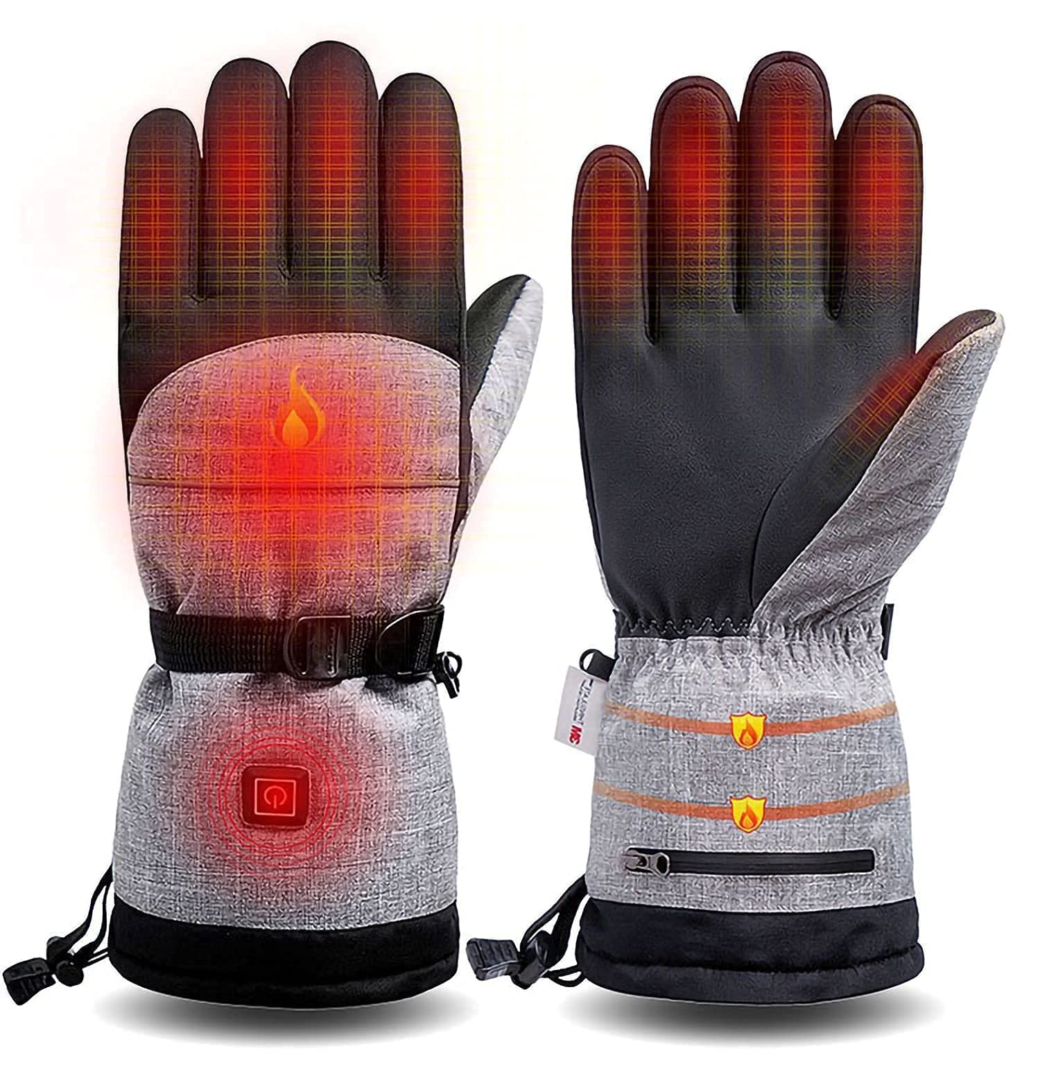 Guantes térmicos Guantes térmicos con Pantalla táctil, Hombres Mujeres Guantes para Escalada Senderismo Esquí, Kit de Guantes con batería Recargable Calentadores de Manos de invier